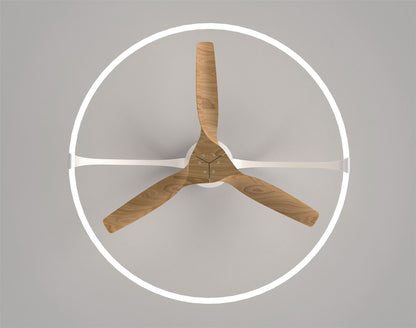 Nepal 105cm 75W LED Dimmable Ceiling Light With Built-In 35W DC Reversible Fan, White/Wood Finish c/w Remote, APP & Alexa/Google Voice Control, 7200lm