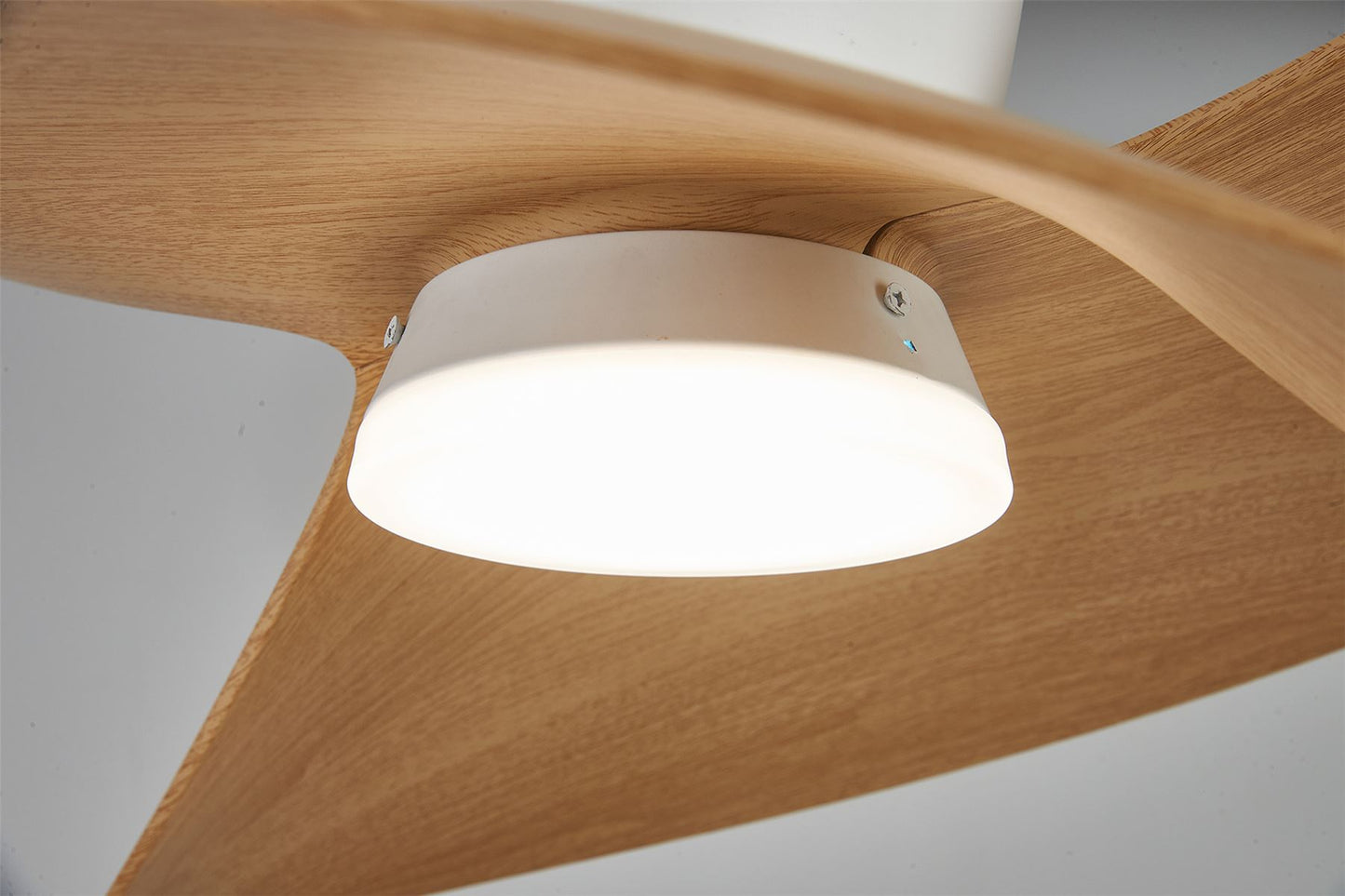 Ona 70cm 18W LED Dimmable Ceiling Light With Built-In 30W DC Fan, 3000-5000K Remote Control, 3600lm, White/Wood, 5yrs Warranty