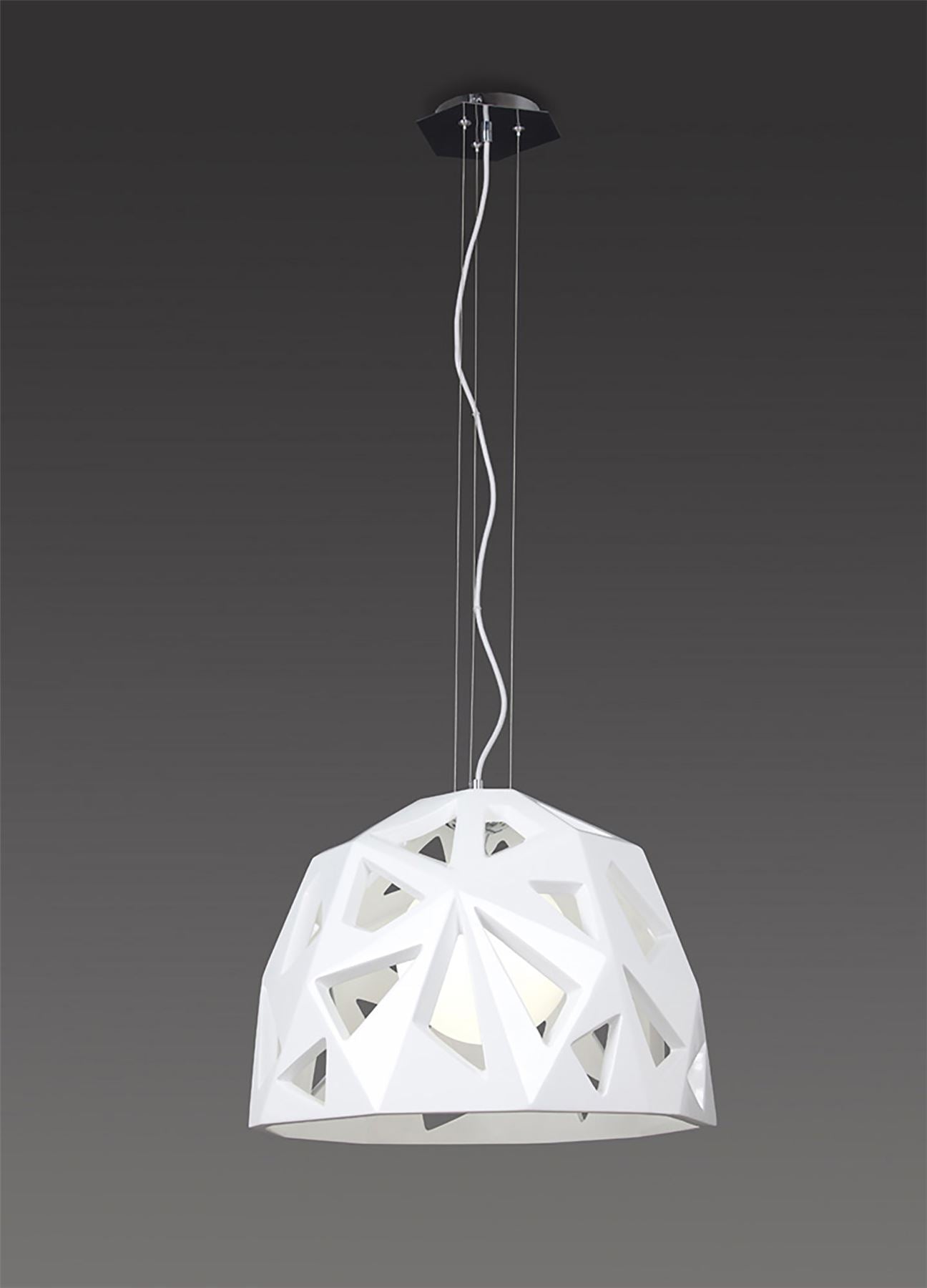 Mantra M3730 Facette Pendant 1 Light E27, Gloss White/Polished Chrome