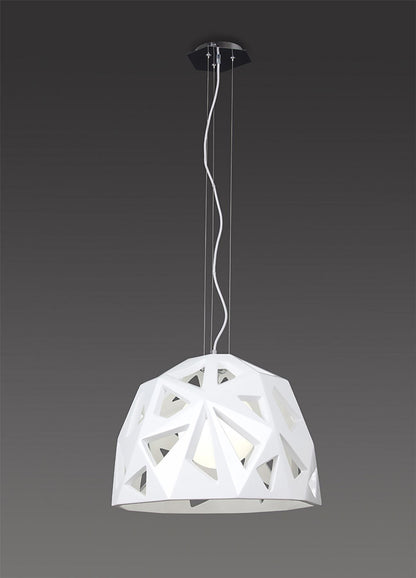 Mantra M3730 Facette Pendant 1 Light E27, Gloss White/Polished Chrome