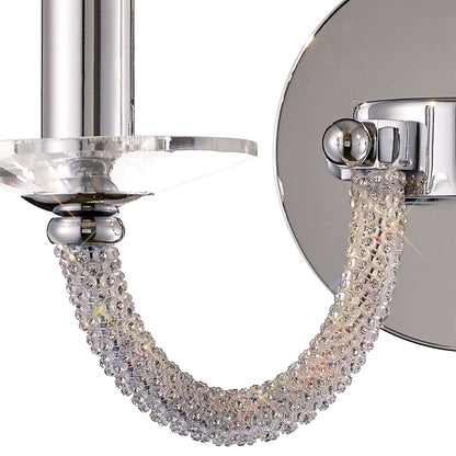 Diyas Elena Wall Light Switched 2 Light E14 Polished Chrome/Crystal