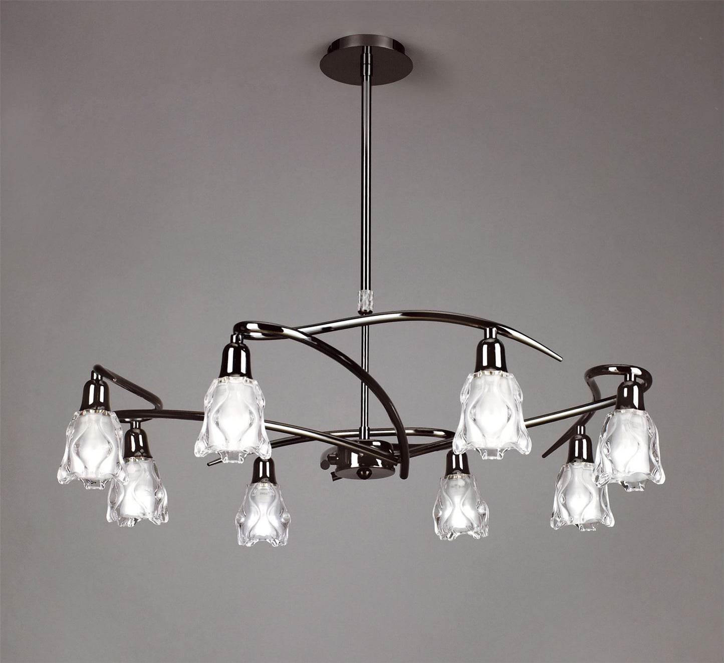 Mantra Amel 75cm Telescopic 8 Light L1/SGU10, Black Chrome, CFL Lamps INCLUDED
