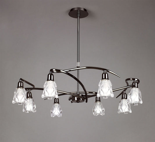 Mantra Amel 75cm Telescopic 8 Light L1/SGU10, Black Chrome, CFL Lamps INCLUDED