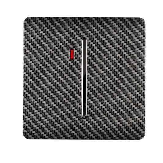 Trendi Switch 1 Gang 45 Amp Modern Designer Cooker Switch with Neon in Carbon Fibre