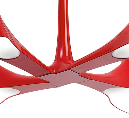 Mantra Ora 72cm Telescopic Convertible To Semi Flush 4 Light E27, Gloss Red/White Acrylic/Polished Chrome, CFL Lamps INCLUDED