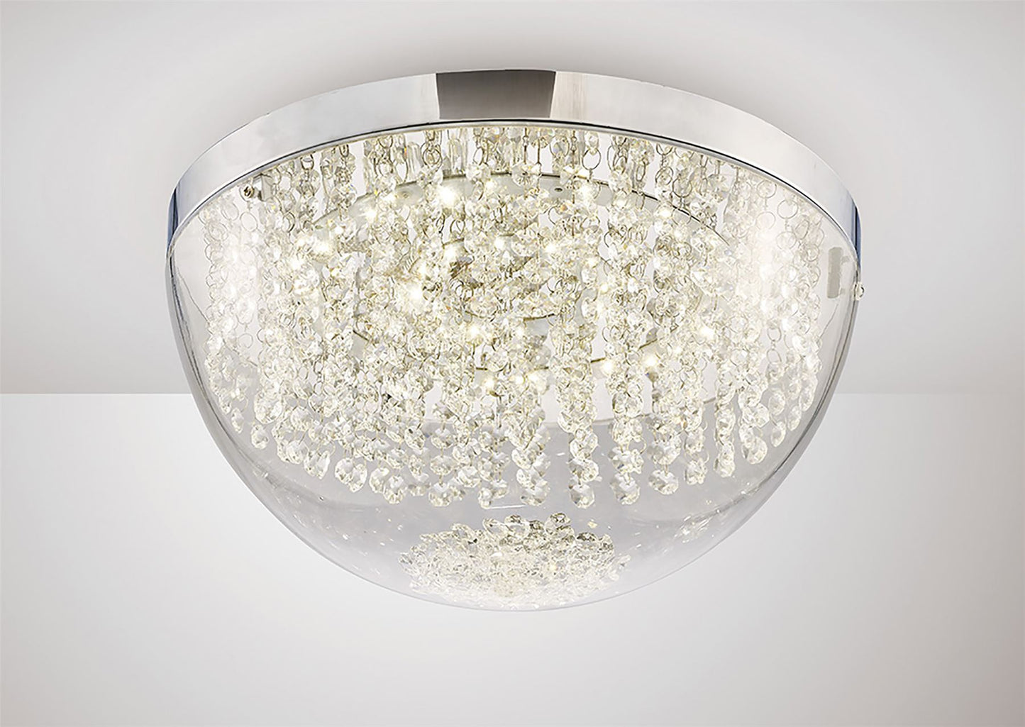 Diyas Harper 40cm Large Flush  21W 1600lm LED 4000K Polished Chrome/Crystal, 3yrs Warranty Crystal Ceiling Light Fitting