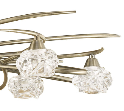 Mantra M4072 Maremagnum Telescopic Semi Flush Convertible 6 Light G9, Antique Brass