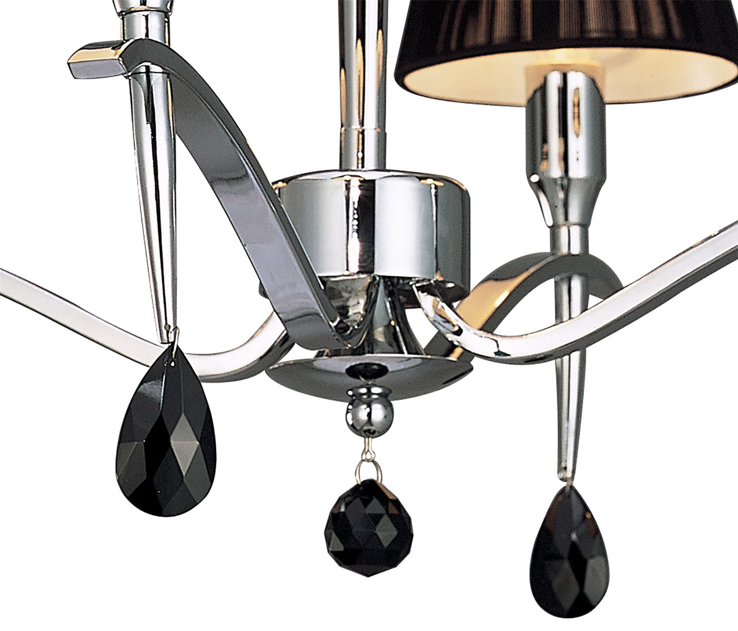 Mantra M0345 Siena Semi Ceiling Round 4 Light E14, Polished Chrome with Black Shades and Black Crystal