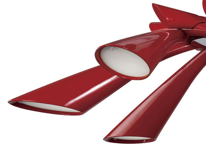 Mantra Pop 82cm Pendant/Ceiling Convertible To Semi Flush 6 Light E27, Gloss Red/White Acrylic/Polished Chrome, CFL Lamps INCLUDED