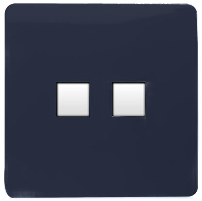 Trendi Artistic Modern Glossy Tactile Telephone Socket + Cat 5e&Cat 6 RJ45 PC Socket Navy