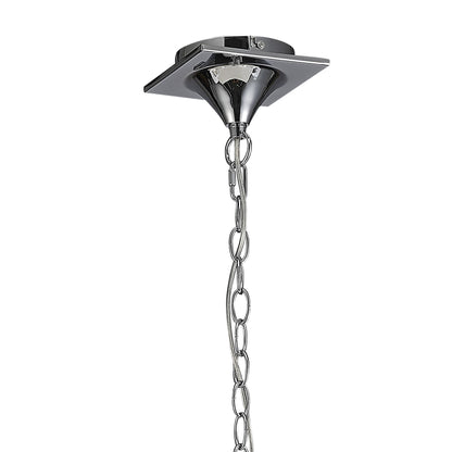 Mantra M5272 Louise Linear Pendant 2 Arm 4 Light E27 with White Oval Shades Polished Chrome/Clear Crystal