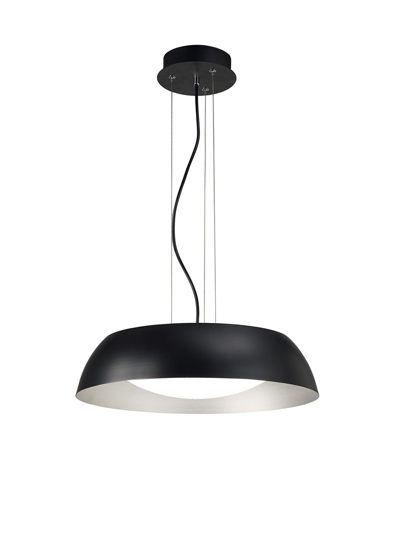 Mantra M4841 Argenta Pendant Small 18W LED 3000K, 1800lm, Matt Black/Silver/White Acrylic, 3yrs Warranty