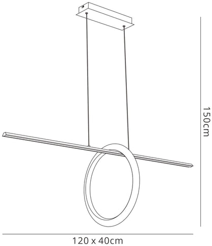 Mantra Kitesurf Loop Under Linear Pendant, 30W LED, 3000K, 2400lm, Black, 3yrs Warranty