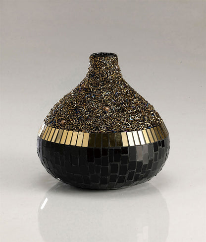 Diyas Home (DH) Mika Mosaic Vase Small Black/French Gold Mosaic