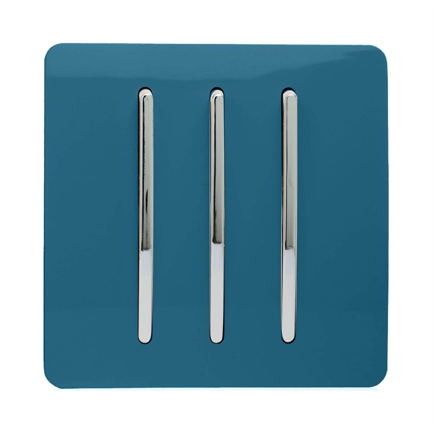 Trendi 3 Gang 2 Way Artistic Modern Glossy 10 Amp Rocker Tactile Light Switch Ocean Blue