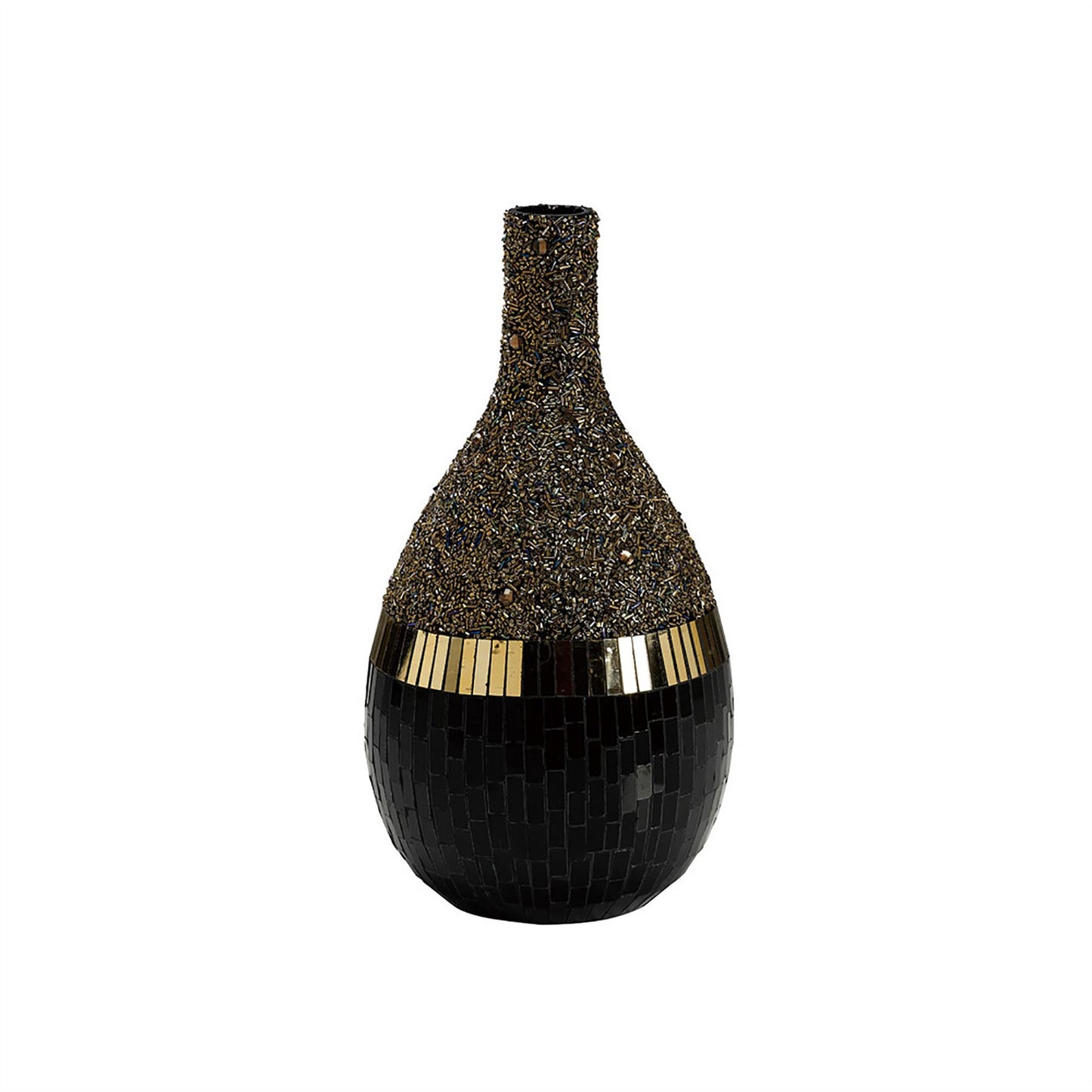 Diyas Home (DH) Mika Mosaic Vase Large Black/French Gold Mosaic