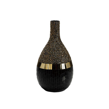 Diyas Home (DH) Mika Mosaic Vase Large Black/French Gold Mosaic
