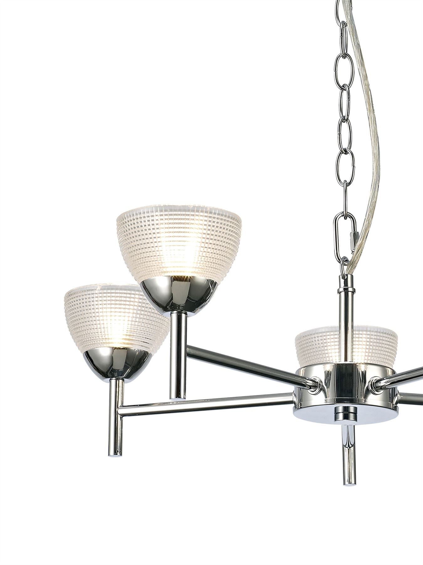 Deco Avalon Ceiling 5 Light G9 Pendant/Semi Ceiling Light, Polished Chrome with Clear Prismatic Glass