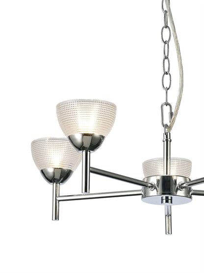 Deco Avalon Ceiling 5 Light G9 Pendant/Semi Ceiling Light, Polished Chrome with Clear Prismatic Glass