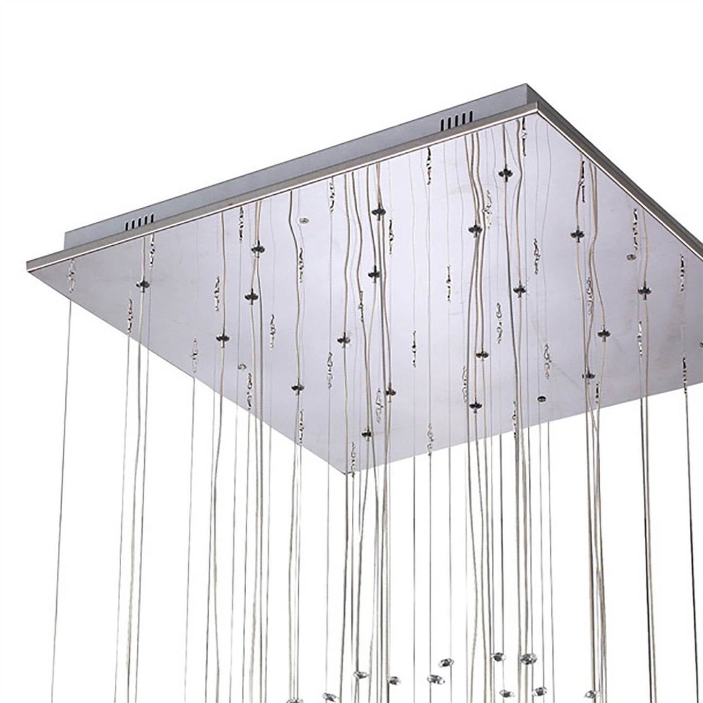 Diyas Class  Square 20 Light G4 Polished Chrome/Black Glass/Crystal, NOT LED/CFL Compatible Ceiling Pendant Light Fitting
