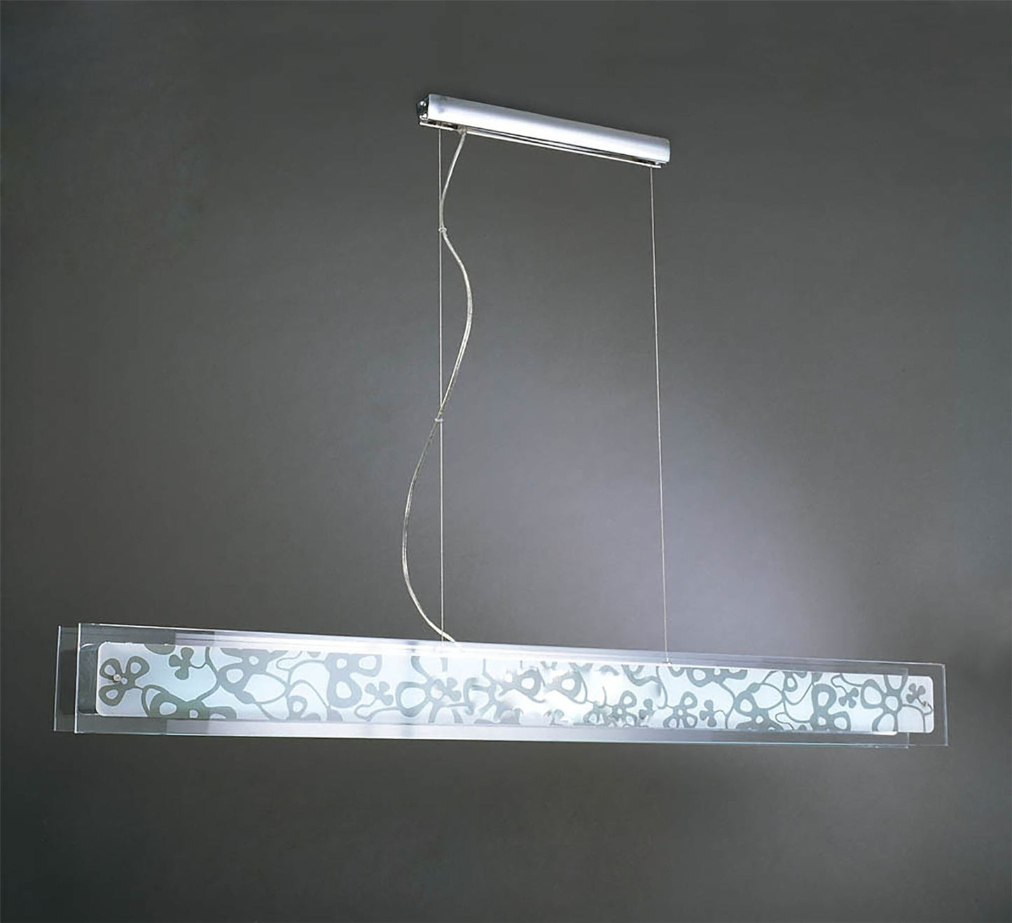 Mantra Euphoria Linear Pendant 2 Light T5 Wire, Polished Chrome, Opal White Glass, NOT LED, CFL Compatible