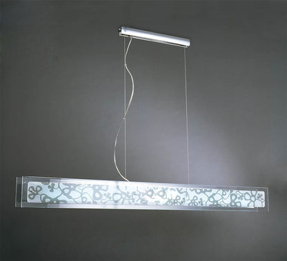 Mantra Euphoria Linear Pendant 2 Light T5 Wire, Polished Chrome, Opal White Glass, NOT LED, CFL Compatible