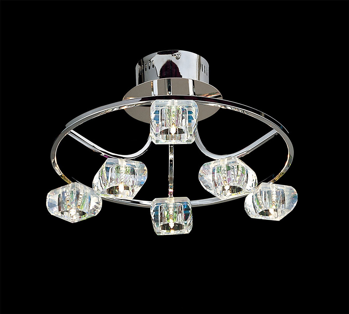 Diyas Polana 46cm Semi Flush Round 6 Light G4 Polished Chrome, NOT LED/CFL Compatible