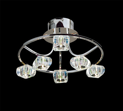 Diyas Polana 46cm Semi Flush Round 6 Light G4 Polished Chrome, NOT LED/CFL Compatible