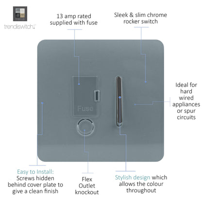 Trendi Artistic Modern Glossy Tactile Fused Spur Switch Cool Grey