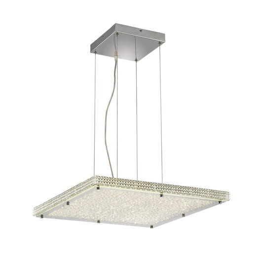 Diyas Amelia Square  44W 3900lm LED 4000K Stainless Steel/Crystal, 3yrs Warranty Ceiling Pendant Light Fitting