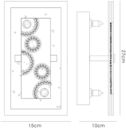Diyas Destello Wall Light/ Rectangle with Circle Pattern 2 Light G9 Polished Chrome/Crystal Ceiling Light Fitting