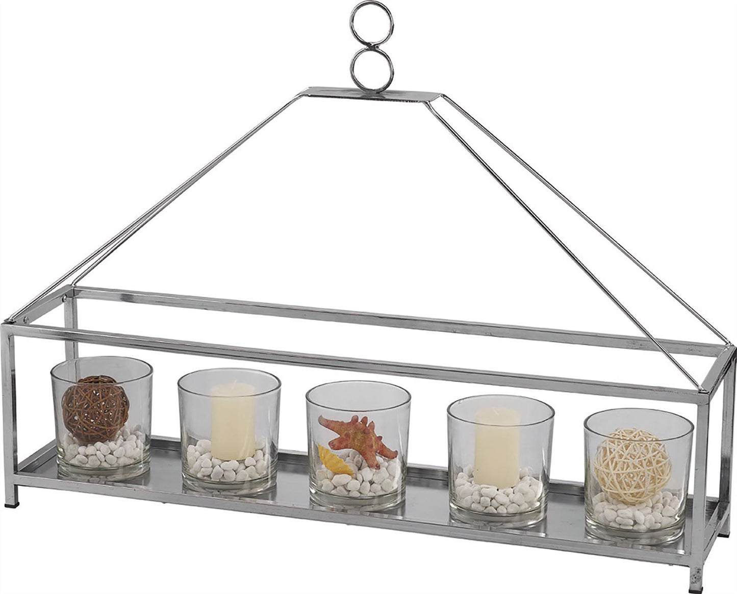 Diyas Home (DH) Athena 4 Candle Holder Large Polished Chrome/Clear Glass Art