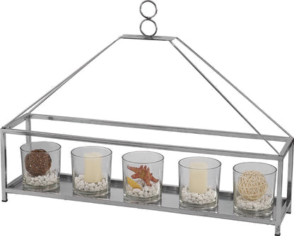 Diyas Home (DH) Athena 4 Candle Holder Large Polished Chrome/Clear Glass Art