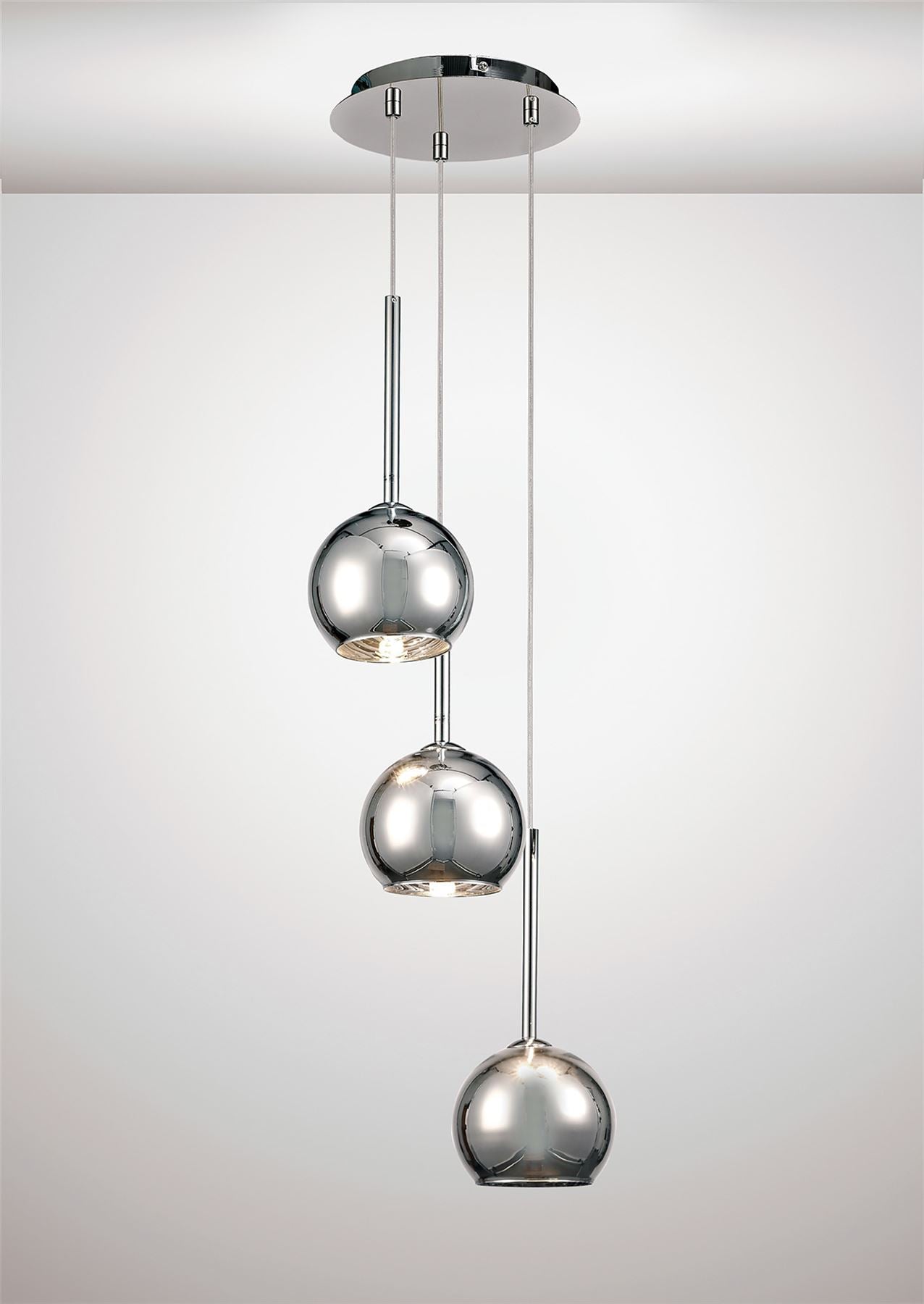 Deco Regina Pendant 3 Light G9 Polished Chrome/Chrome Plated Glass