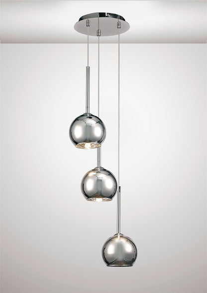 Deco Regina Pendant 3 Light G9 Polished Chrome/Chrome Plated Glass