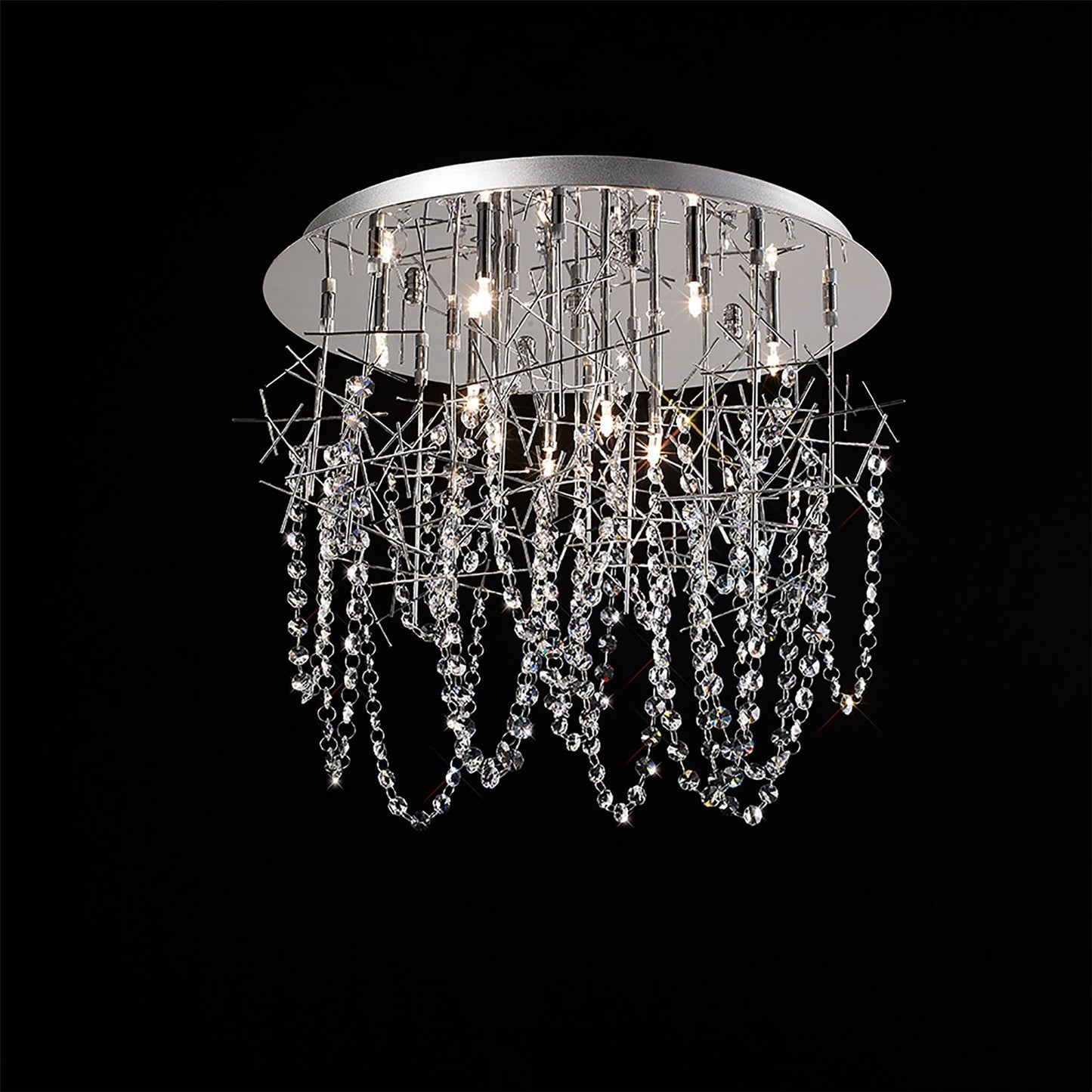 Diyas Lexi 50cm  10 Light G4 Polished Chrome/Crystal, NOT LED/CFL Compatible Ceiling Light Fitting