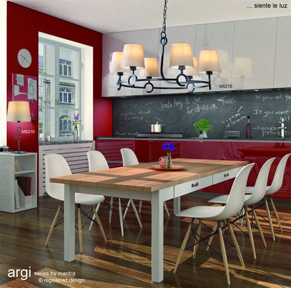 Mantra M5210 Argi Pendant 6 Light E27 with Taupe Shades Brown Oxide