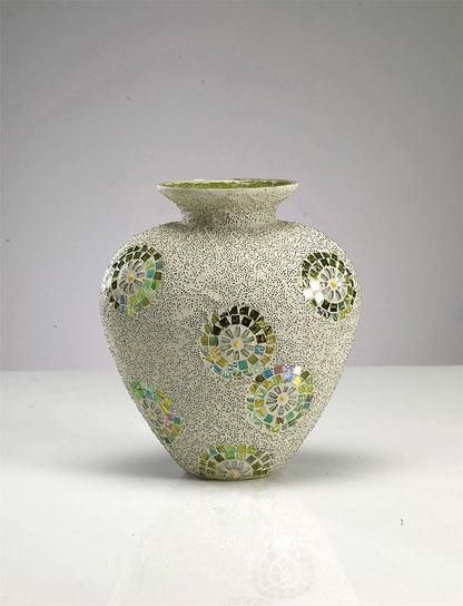 Diyas Home (DH) Floretta Mosaic Vase Large Green/Silver/White Mosaic