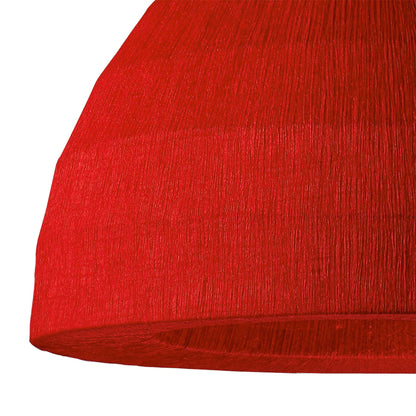 Diyas Domo 60cm  3 Light E27 Polished Chrome/Red Fabric Shade Ceiling Pendant Light Fitting