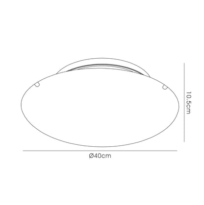Deco Tassa 18W LED Medium Flush Ceiling Light, 400mm Round, 4000K 1500lm CRI80, Sunray Pattern Glass with Polished Chrome Detail