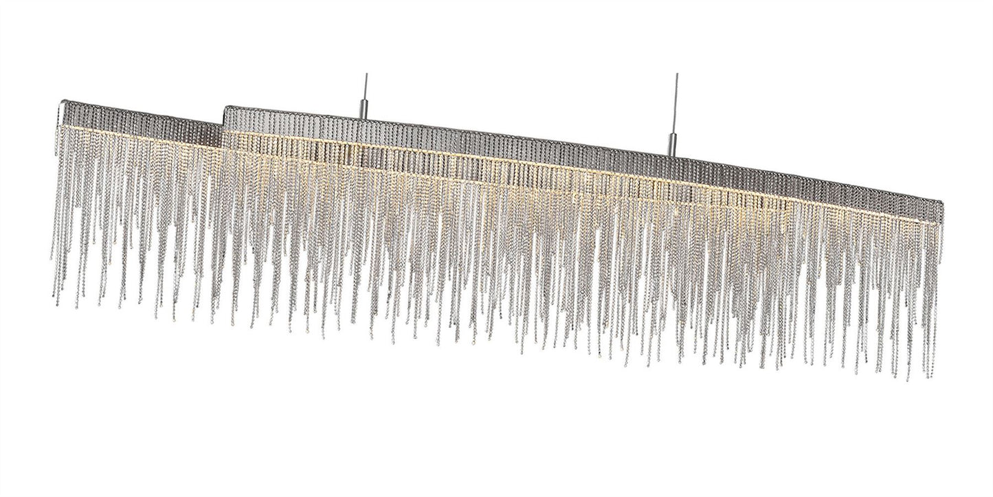 Mantra Fusion Fusion M6251 Cinna Linear Pendant 42W LED, 3000K, 4200lm, Polished Chrome/ Crystal Chain, 3yrs Warranty