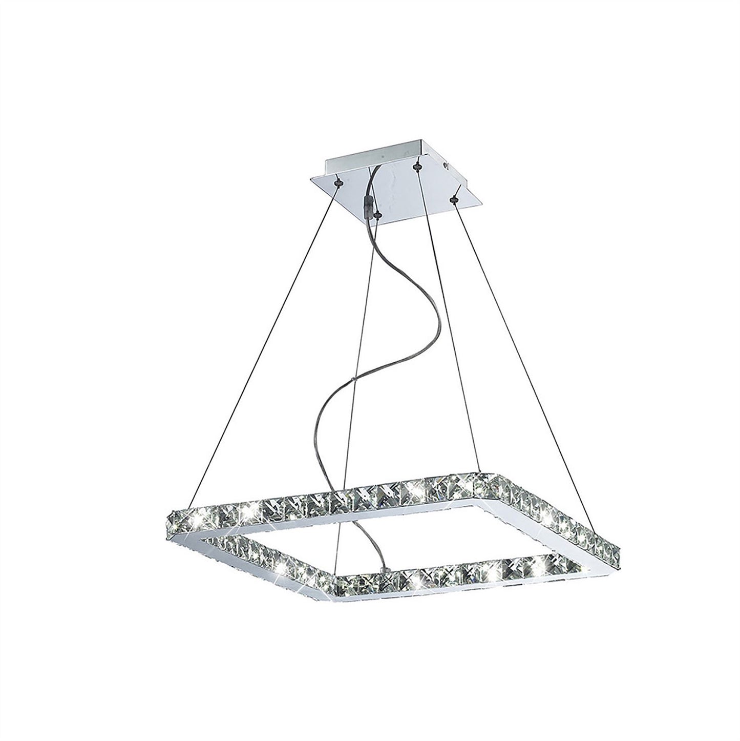 Diyas Galaxy  Square Small 24W LED 6000K Polished Chrome/Crystal Ceiling Pendant Light Fitting