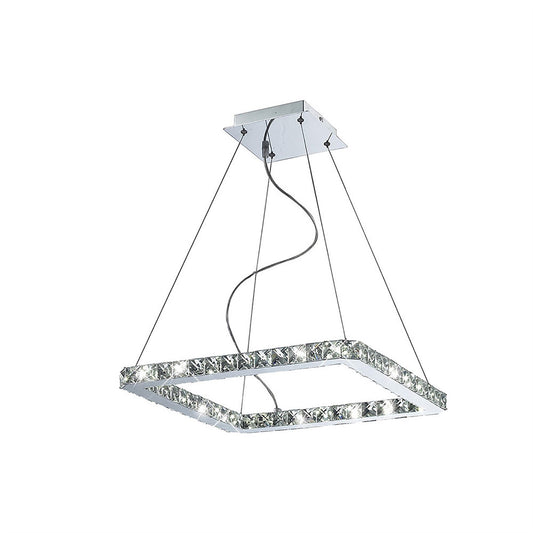 Diyas Galaxy  Square Small 24W LED 6000K Polished Chrome/Crystal Ceiling Pendant Light Fitting