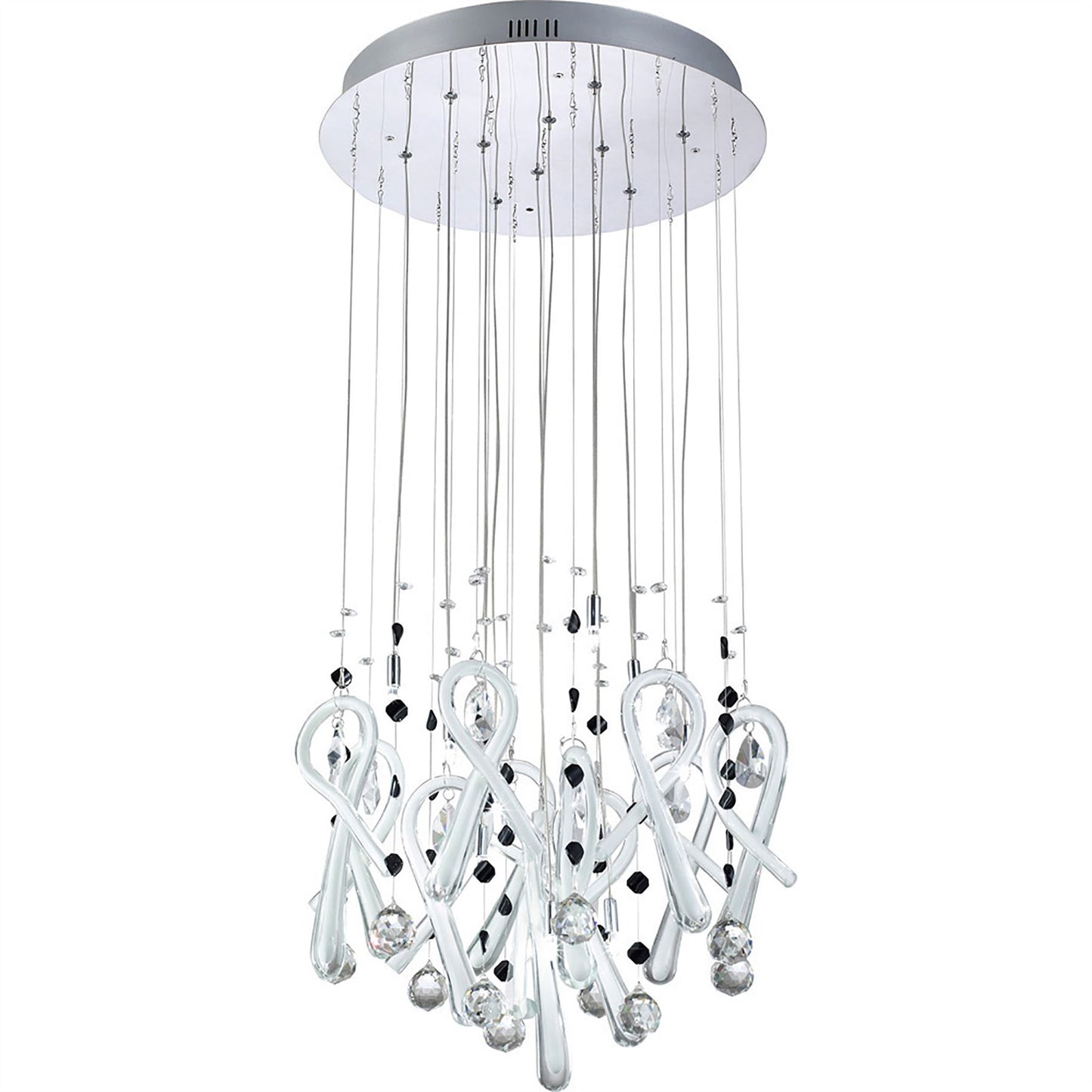 Diyas Class 45cm  Round 10 Light G4 Polished Chrome/White Glass/Crystal, NOT LED/CFL Compatible Ceiling Pendant Light Fitting