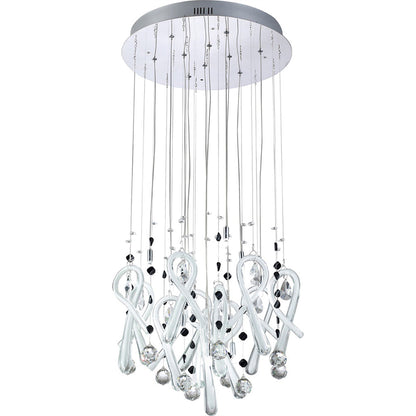 Diyas Class 45cm  Round 10 Light G4 Polished Chrome/White Glass/Crystal, NOT LED/CFL Compatible Ceiling Pendant Light Fitting