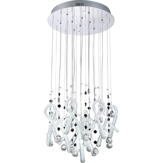 Diyas Class 45cm  Round 10 Light G4 Polished Chrome/White Glass/Crystal, NOT LED/CFL Compatible Ceiling Pendant Light Fitting