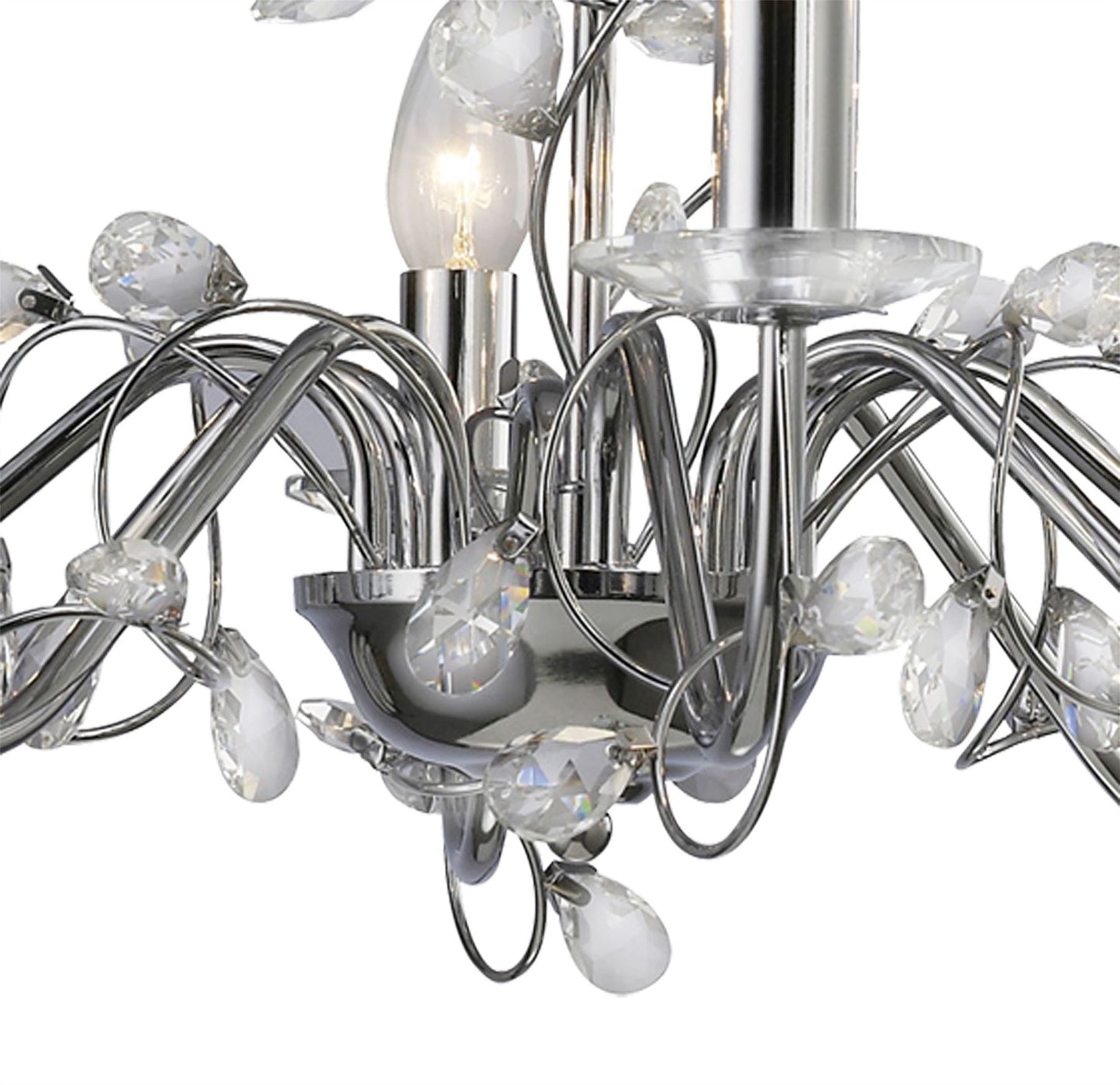 Diyas Willow 64cm  WITHOUT SHADE 8 Light E14 Polished Chrome/Crystal Ceiling Pendant Light Fitting