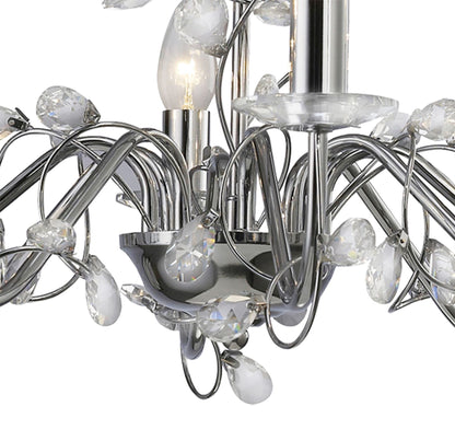 Diyas Willow 64cm  WITHOUT SHADE 8 Light E14 Polished Chrome/Crystal Ceiling Pendant Light Fitting