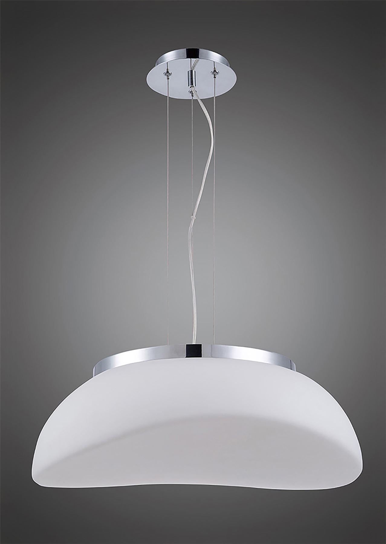 Mantra M4892 Opal Pendant 3 Light E27, Polished Chrome/Frosted White Glass