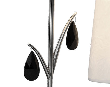 Mantra M6318 Andrea Table Lamp 63cm, 2 x E14 (Max 20W), Polished Chrome, White Shades, Black Crystal Droplets